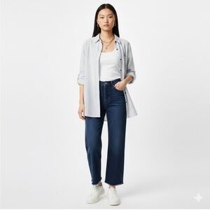 Dex Light Blue + White Button Down-M